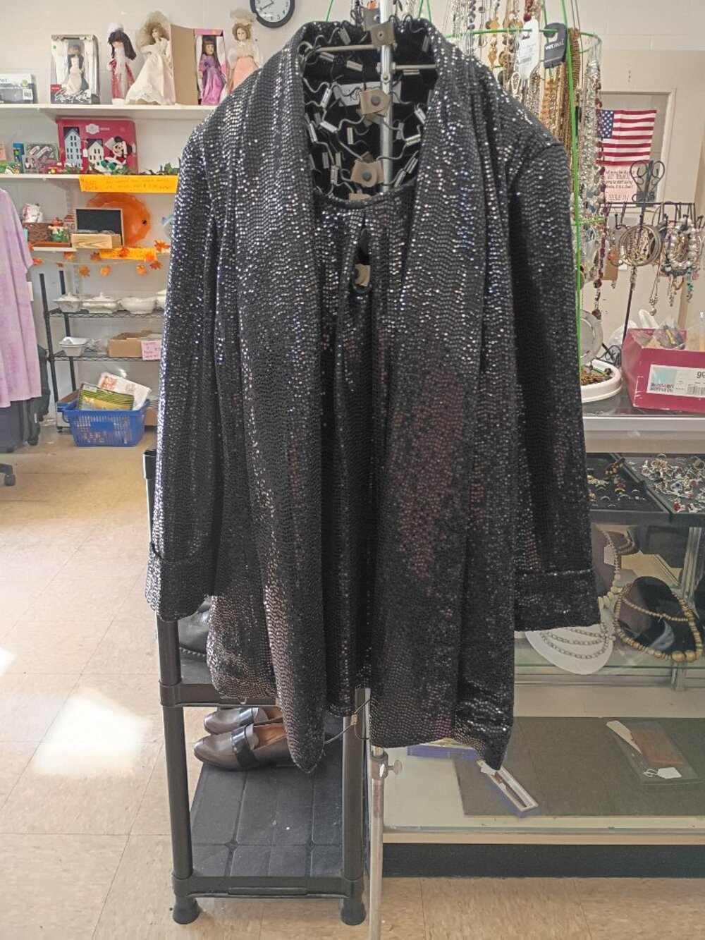 Kasper Sequin Two Piece Jacket Set size xl